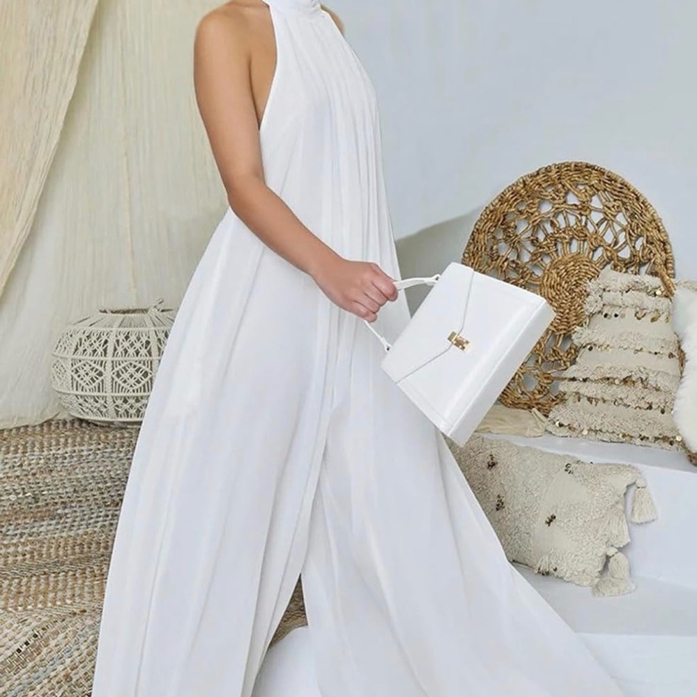 Elegant White Halter Jumpsuit